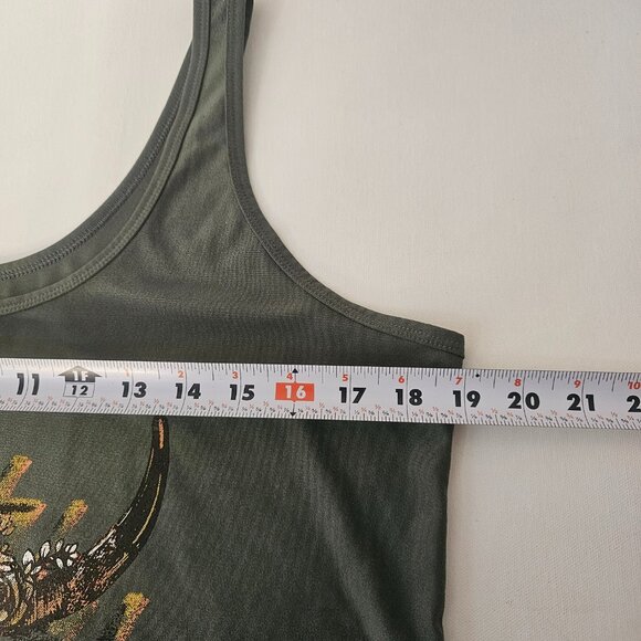 No Boundaries Junior Women Tank Top Green Scoop Neck Sleeveless Skull Size XXL - Picture 7 of 8